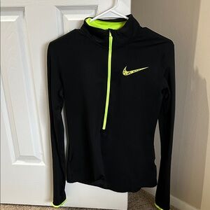 Nike Black and Neon Yellow Quarter-Zip